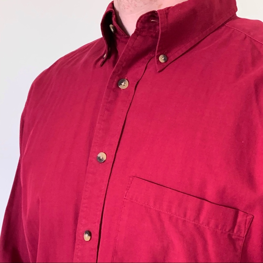 Vintage Red Pendleton Cotton Button Down Shirt Bu… - image 3